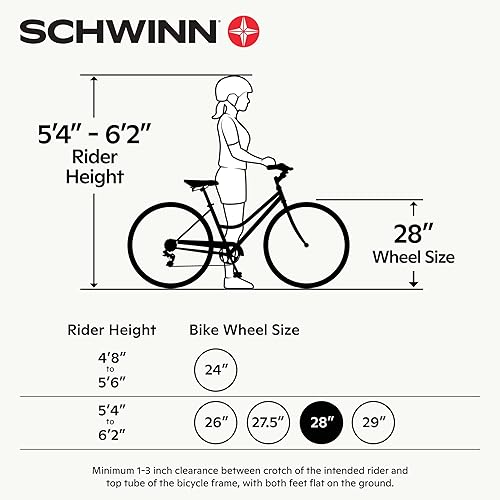Miniatura 5 de Schwinn Wayfarer Bicicleta híbrida para adultos, estilo retro, opción de cuadro de paso o paso a través, transmisión de 7 velocidades, estante