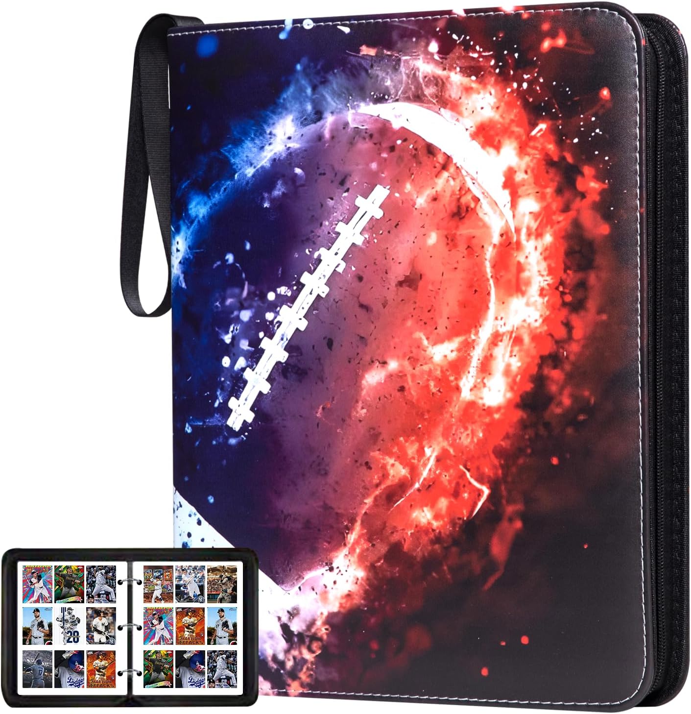 990 Pockets Football Card Binder, Sports Card Binder with Card Display Design, Card Storage Organizer Case Compatible with Trading Card and Other Sports Cards