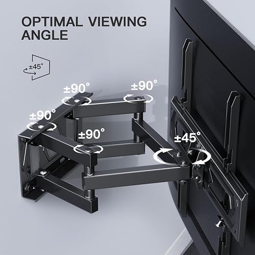 PERLESMITH TV Wall Bracket, Swivel Tilt Wall Mount for 26-70 Inch Flat & Curved TVs up to 45kg, Max. VESA 400x400mm - 4