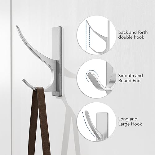 Vista 6 de Ganchos adhesivos para colgar, extra resistentes (máximo 13 libras), para puerta, toallas, abrigos, sombreros y llaves, autoadhesivos para pared