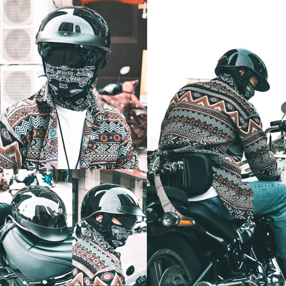 Retro Motorradhalbhelm, Halbschalenhelm mit ECE, Jethelm Retro, Chopper Helm, Retro Motorrad Helm, Scooter-Helm, Offenem Helm, mit Sonnenblende, für Männer und Frauen M~XXL