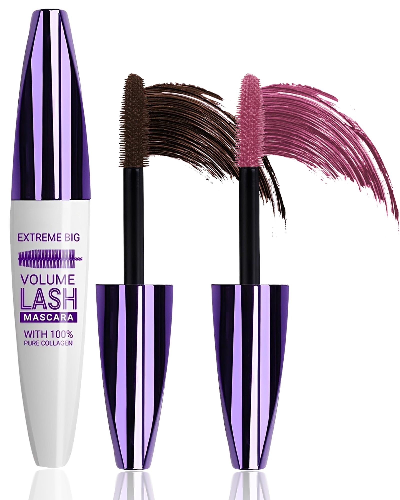 5D Burgundy Brown Mascara for Eyelashes, Waterproof Color Mascara for Women | Longlasting Smudgeproof Colored Mascara Volume and Length, Volumizing Curling Eye Lashes rimel de pestañas,Christmas Makeup