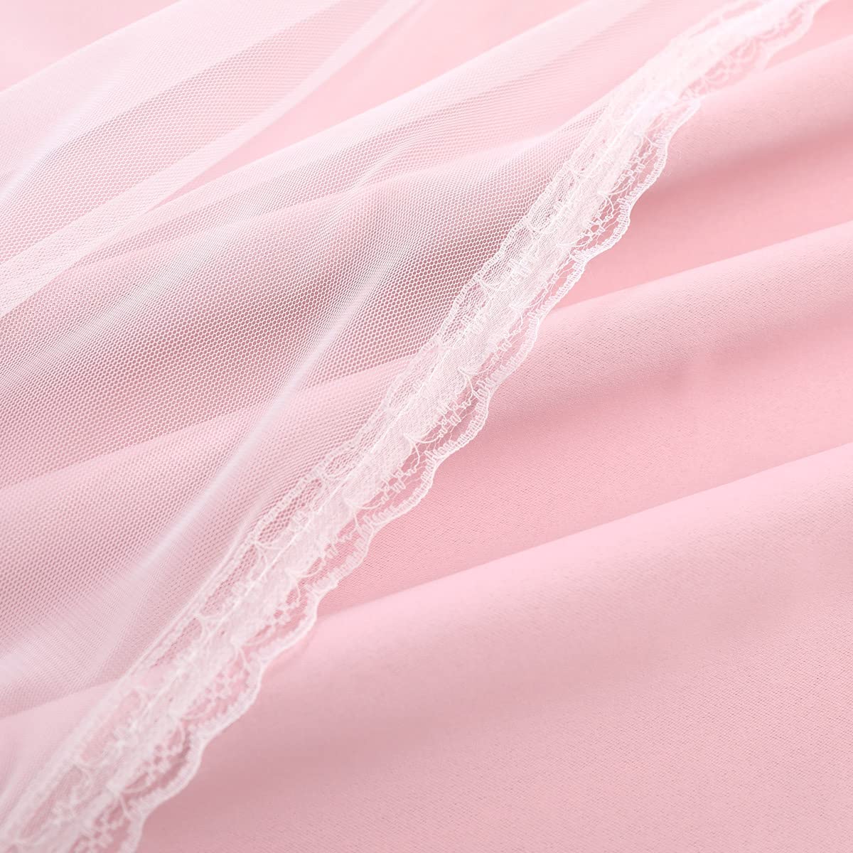 SOFJAGETQ Short Pink Room Darking Curtains with Sheer Overlay 54 Inch Length- Grommet Privacy Pink Drapes - Image 3