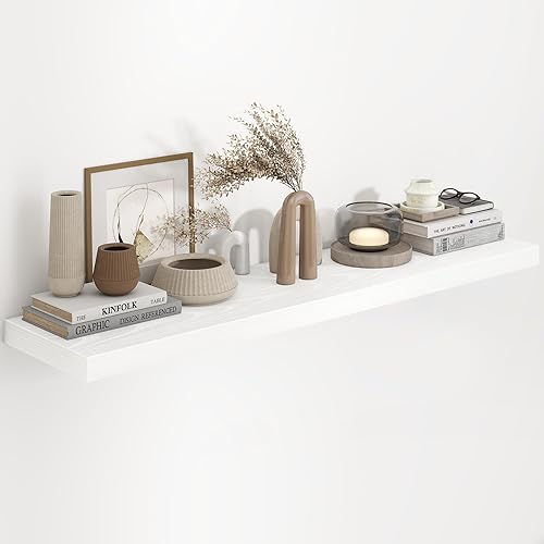 Miniatura 22 de Fun Memories Estantes flotantes de 36 x 8 pulgadas para pared, juego de 2 estantes de baño de granja, estantes de pared de madera de 36 pulgadas de