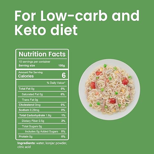Miniatura 2 de Hethstia Konjac - Pasta de fideos bajos en carbohidratos, Shirataki, espaguetis Konjac Ramen de 56.5 onzas, precocinados y listos para comer, baja