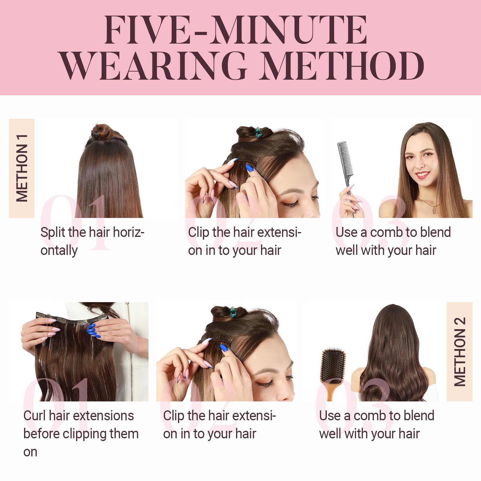 MAXITA Clip in Hair Extensions Real Human Hair 100% Remy Hair Extensions Clip ins Double Weft for Women,Natural Human Hair,16inch 120g 7Pcs,Chocolate Brown — view 9