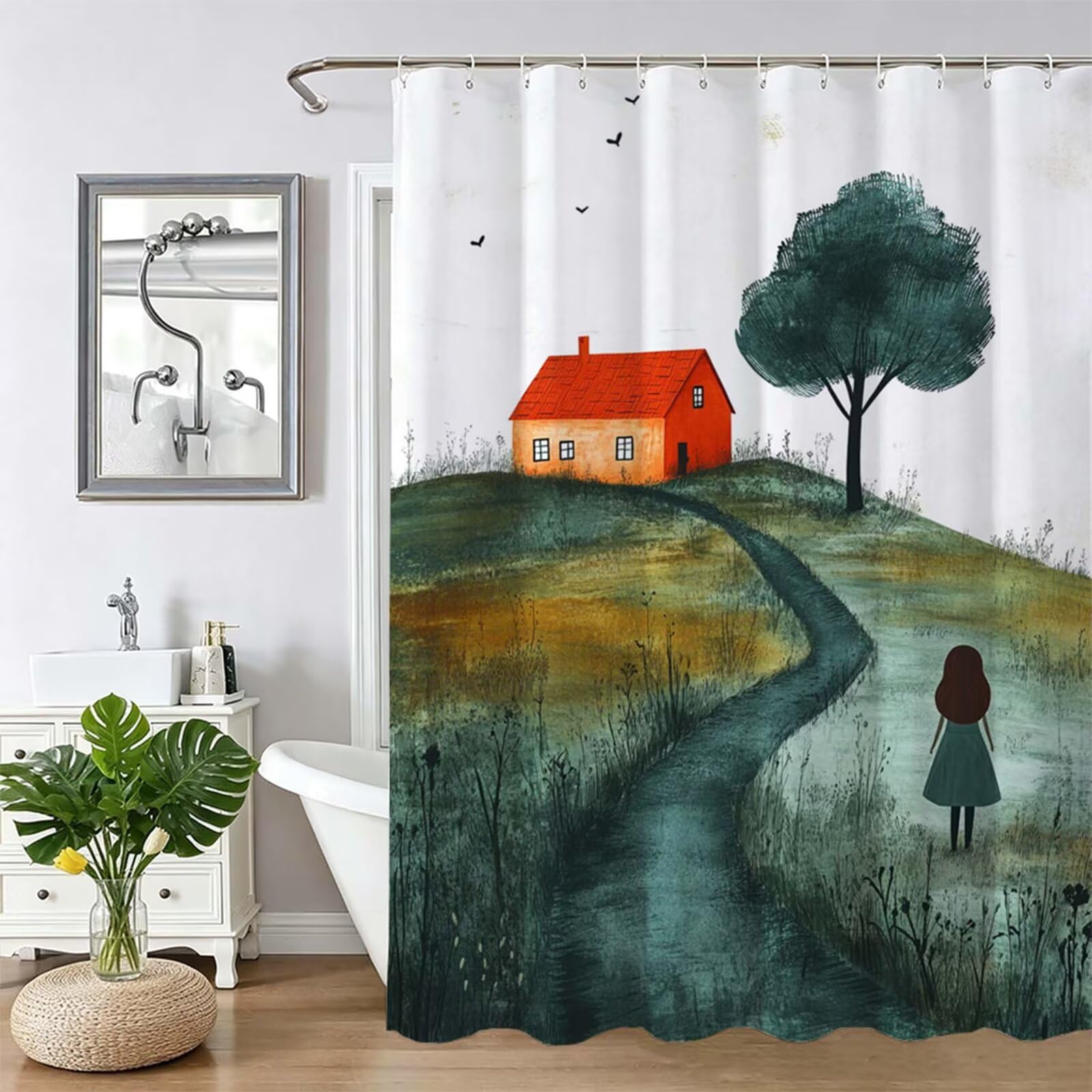 Rideau de douche anti-collement avec ourlet lesté rideaux baignoire polyester