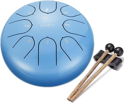 Miniatura 57 de LEKATO Tambor de lluvia para exterior, tambor de lengua de acero de 6 pulgadas, 11 notas, campanilla de lluvia de percusión para meditación, yoga