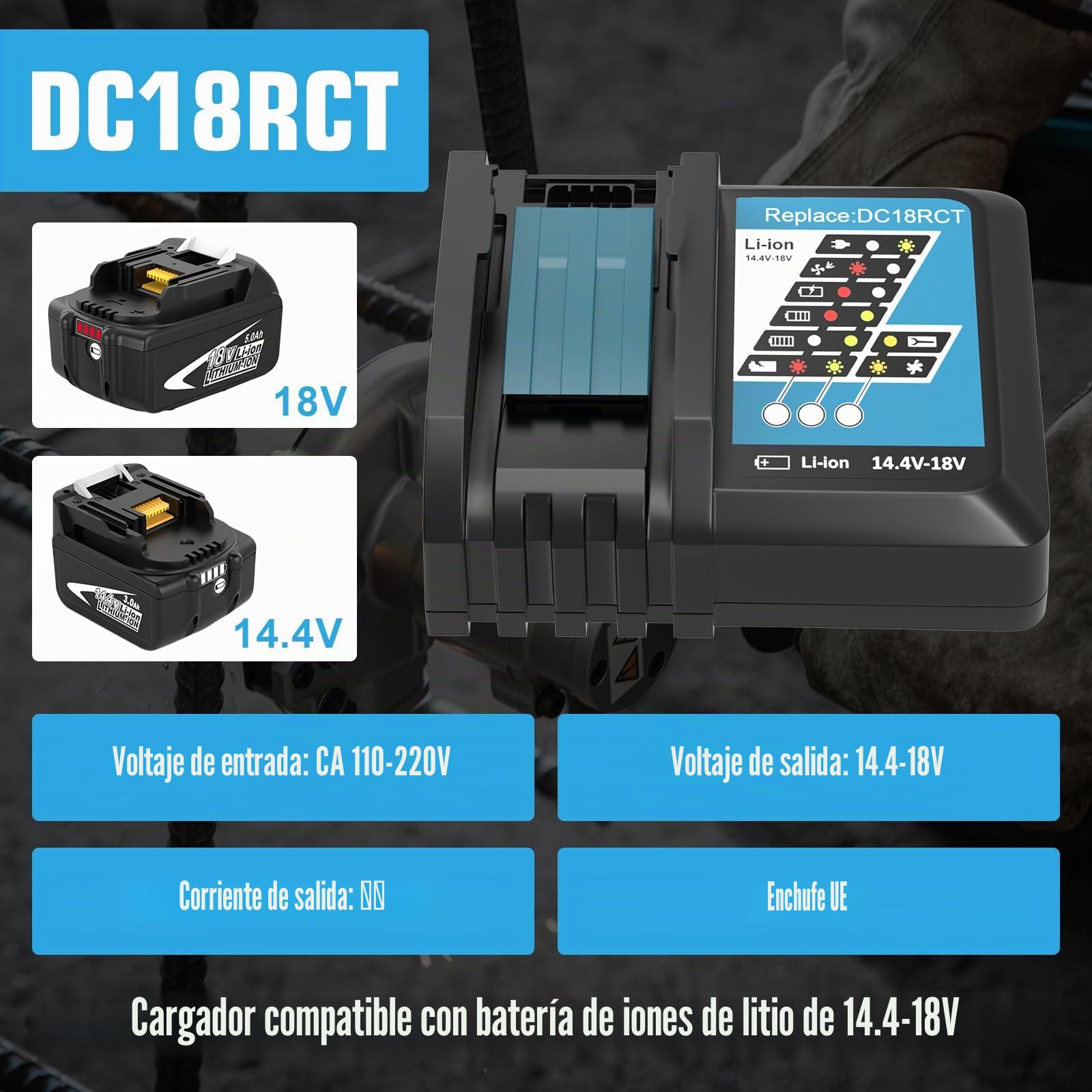 2X Repuesto BL1850B 18V 5,0Ah para Maki-TA Herramientas 18V Compatibles con el Cargador 3A DC18RCT BL1860B BL1840B BL1835B BL1850BB BL1845B BL1860 BL1850 y 194205-3 LXT-400 con Herramienta LED