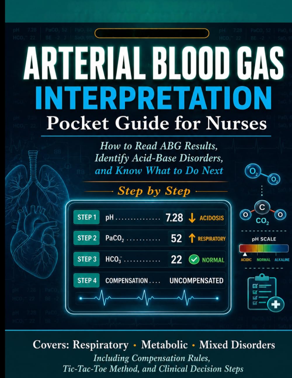 ARTERIAL BLOOD GAS INTERPRETATION POCKET GUIDE FOR NURSES: How to Read ABG Results, Identify Acid-Base Disorders, and Know What to Do Next -- Step by Step