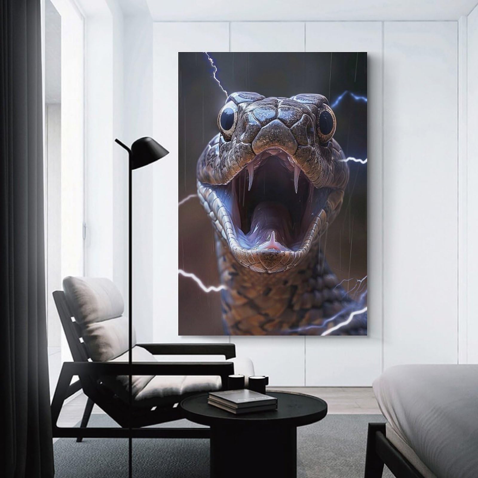 Junmoney Snake Lightning Wall Picture Print 08x12inch(20x30cm), for Work Areas, Reading Rooms Or Studios, An Interior Accent for Desk Areas