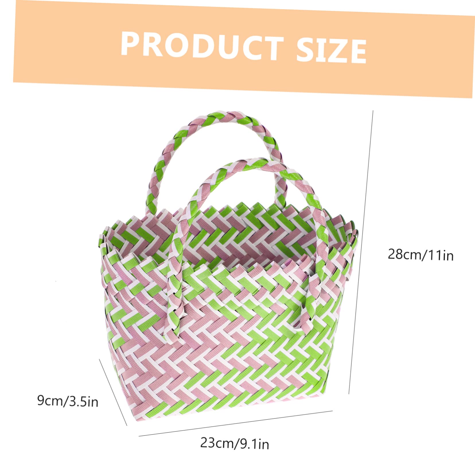 SOLUSTRE Stylish Woven Basket with Handle Multi Function Vegetable and Fruit Storage Tote Bag Reusable Grocery Bag for Home Parties Picnics and Decor Design