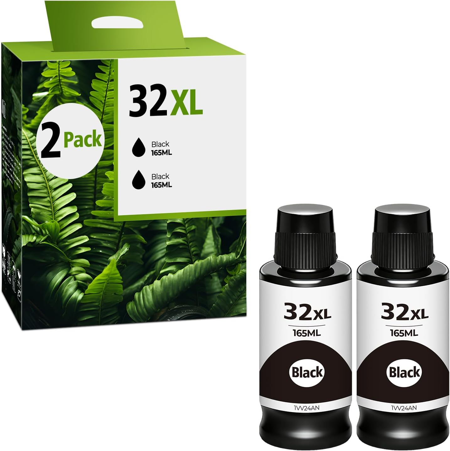 31 32XL Black Ink Bottles Set Compatible for HP 31 32XL for 7301 7602