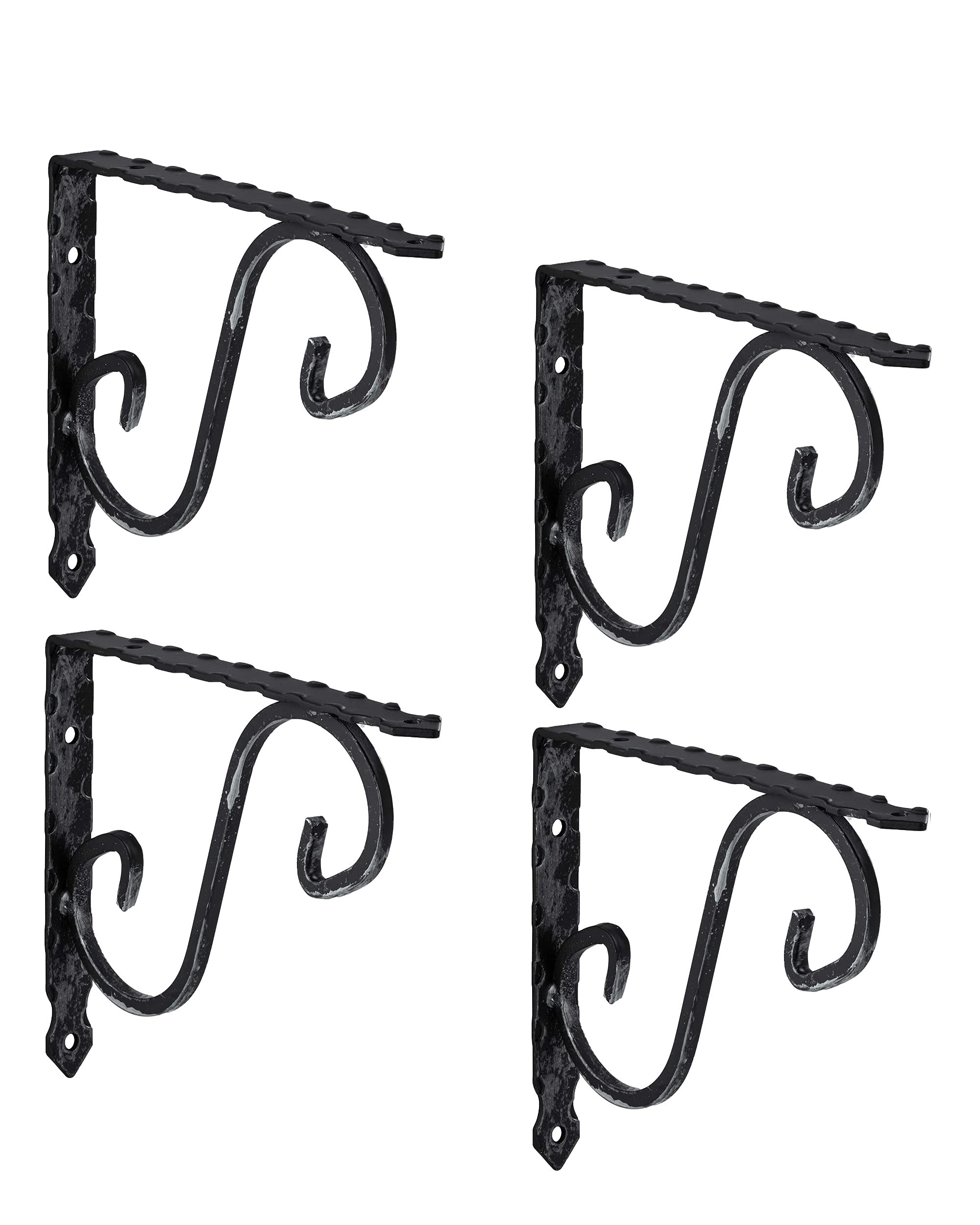 Consolle ornamentale Gedotec supporto pesante supporto pesante in metallo | VICTORIA | profondità: 280 mm | portata ripiano 15 kg | acciaio forgiato nero antico | 4 reggimensola stile country