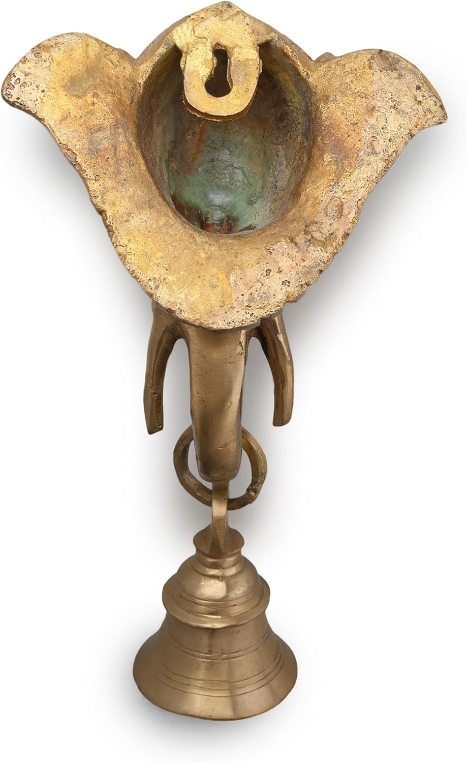 NAMS Brass Elephant Face Front Door Hanging Antique Collectible Decorative Entry Accent for Main Door, Home Entrance & Office Gate | Auspicious Vastu Bell for Good Vibes & Blessings (25 x 14 x 11 cm)