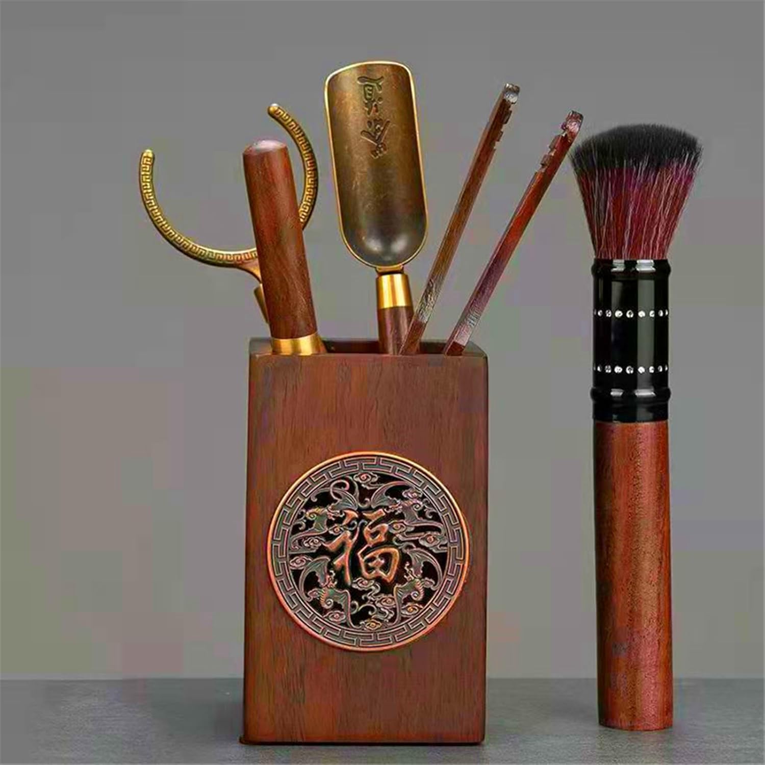 Ebony Tea Ceremony Solid Wood Kung Fu Tea Set Accessories Chinese Household Tea Making Tool Barrel-Color4