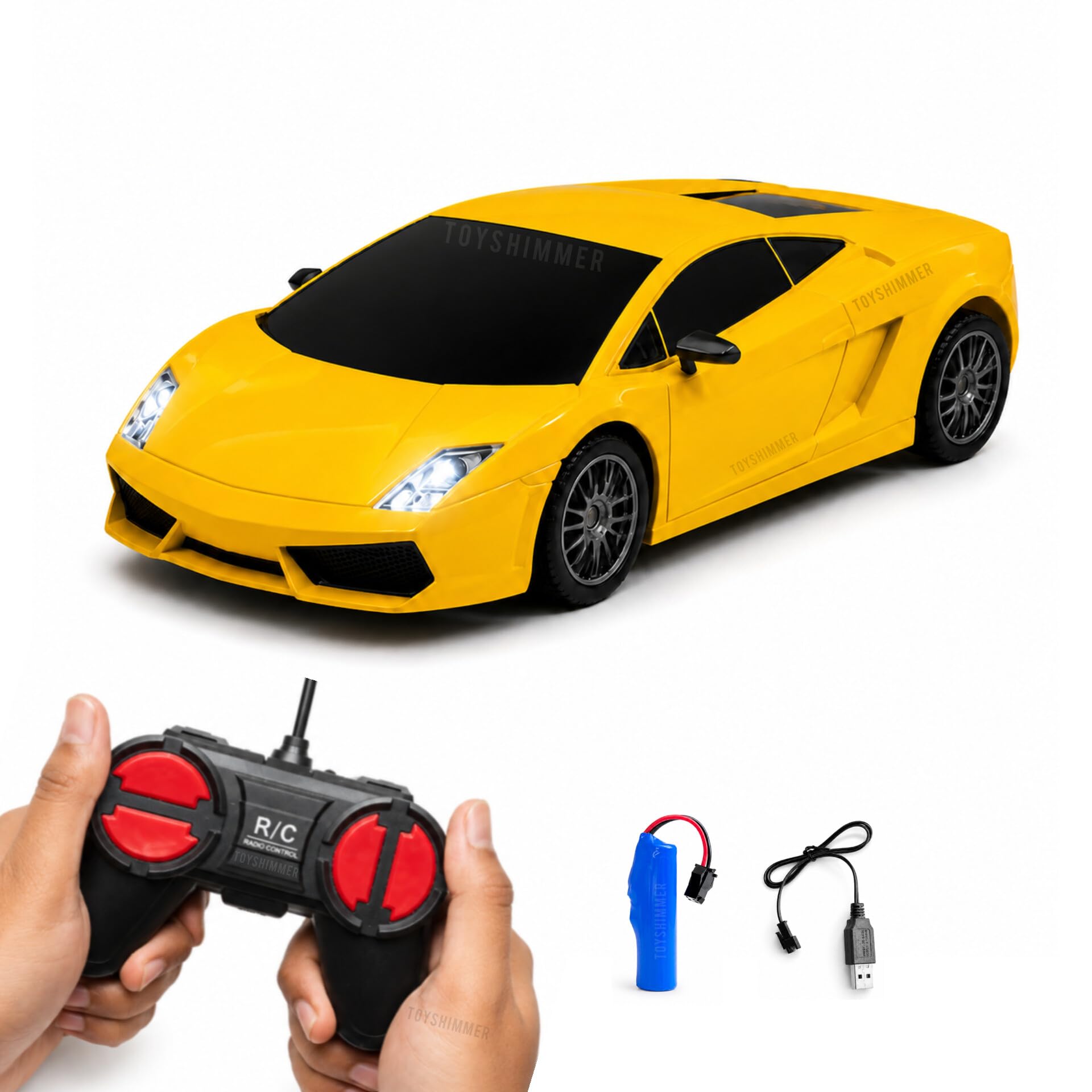 Remote Control car RC car Toy Yellow Lamborghini Racing car Remote car 1:24 Scale Non-Chargeable Battery Operated high Speed Toy for Kids (Pack of 1) (Lamborghini Yellow)-picture-53