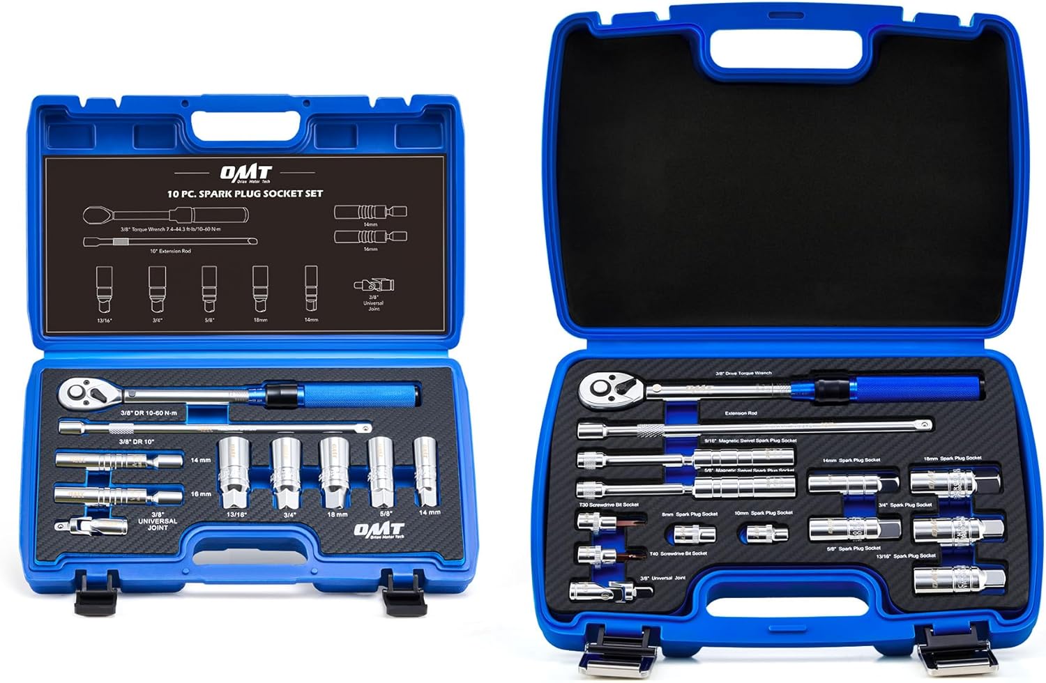 Orion Motor Tech 10pc 3/8 inch Drive Spark Plug Socket Set & 14pc Spark Plug Socket Set, Bundle