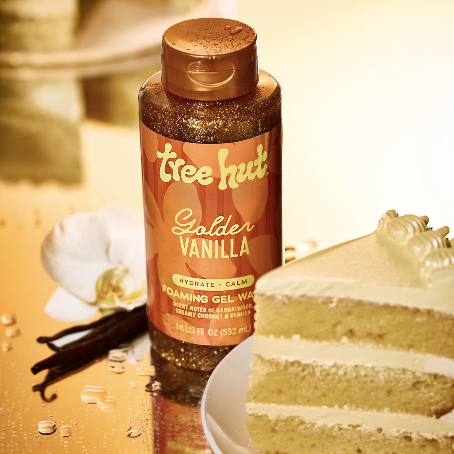 Tree Hut Golden Vanilla Foaming Gel Wash, Hydrating & Moisturizing Body Wash with Shea Butter & Natural Oils, Gentle Cleansing for Soft & Smooth Skin, Body Cleanser for Self-Care, 18 oz - Image 4