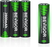Vista 1 de BEVIGOR Pilas recargables AA 2800 mAh de alta capacidad 1500 ciclos, 1.2V NiMH de baja autodescarga Pila AA, 4