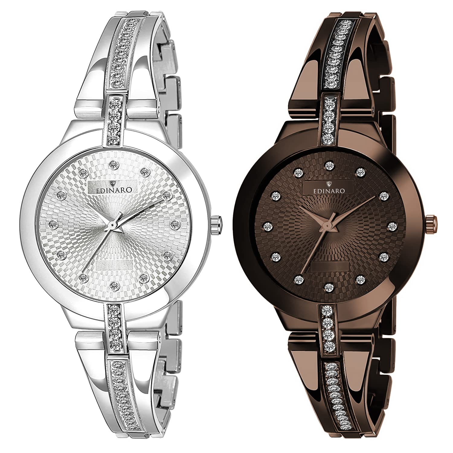 EDINARO Watches for Women Round Studded Dial |Analogue Quartz Movemnet |Long Battery Life|Stainless Steel Adjustable Bracelet Chain Strap|Double Lock Clasp Safety Watches for Girls (B09NYK62ZL) Amazon Price History, Amazon Price Tracker