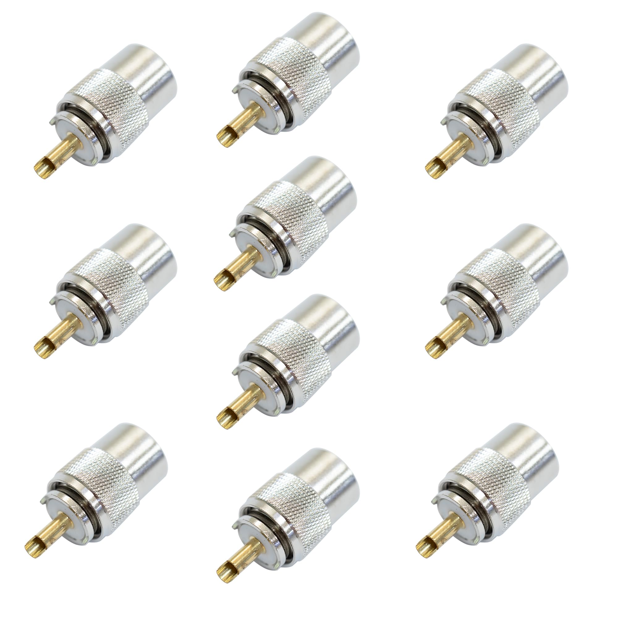 Set mit 10 PNI PL259-Steckern für RG213-Kabel, vergoldeter Mittelstift 9 mm