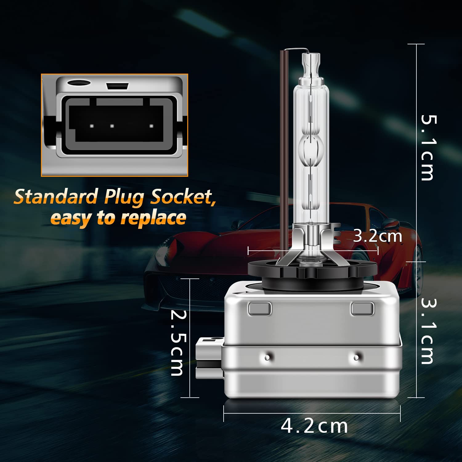 D3S HID Xénon Ampoules Blanc Chaud 4300K Remplacement de Phare 35W 12V Bi HID Kit de Rénovation de Phare Xenarc, Remplacez Les Ampoules de Phares Extérieurs au Xénon, 1 Paire