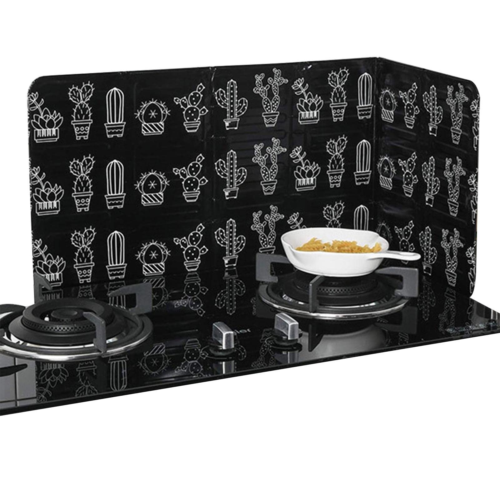 Jildouf Anti Oil Splatter Guard, Heat-Resistant Aluminum Oil Deflector, Folding Grease-Proof Kitchen Sheet, 3 Sided Anti Splatter Sheet For Fried Food, Grilled Meat, Stir-Fry And Dishwashing