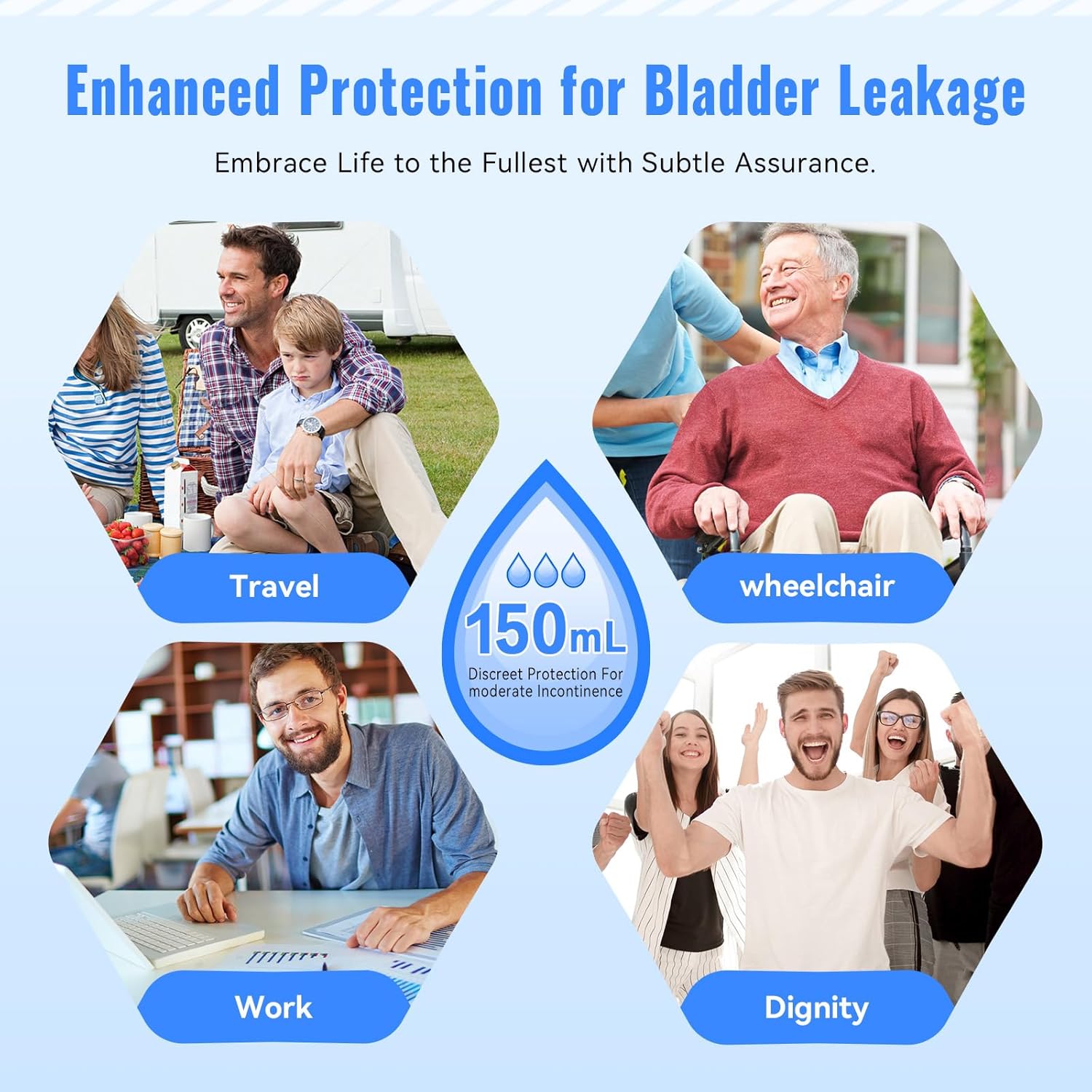 Carer Incontinence Underwear for Men Washable with Front Fly Mens Incontinence Boxer Briefs with Front Absorbent 150ML Reusable Leak Proof Underwear for Men 2 Pack Black, Large - Image 6