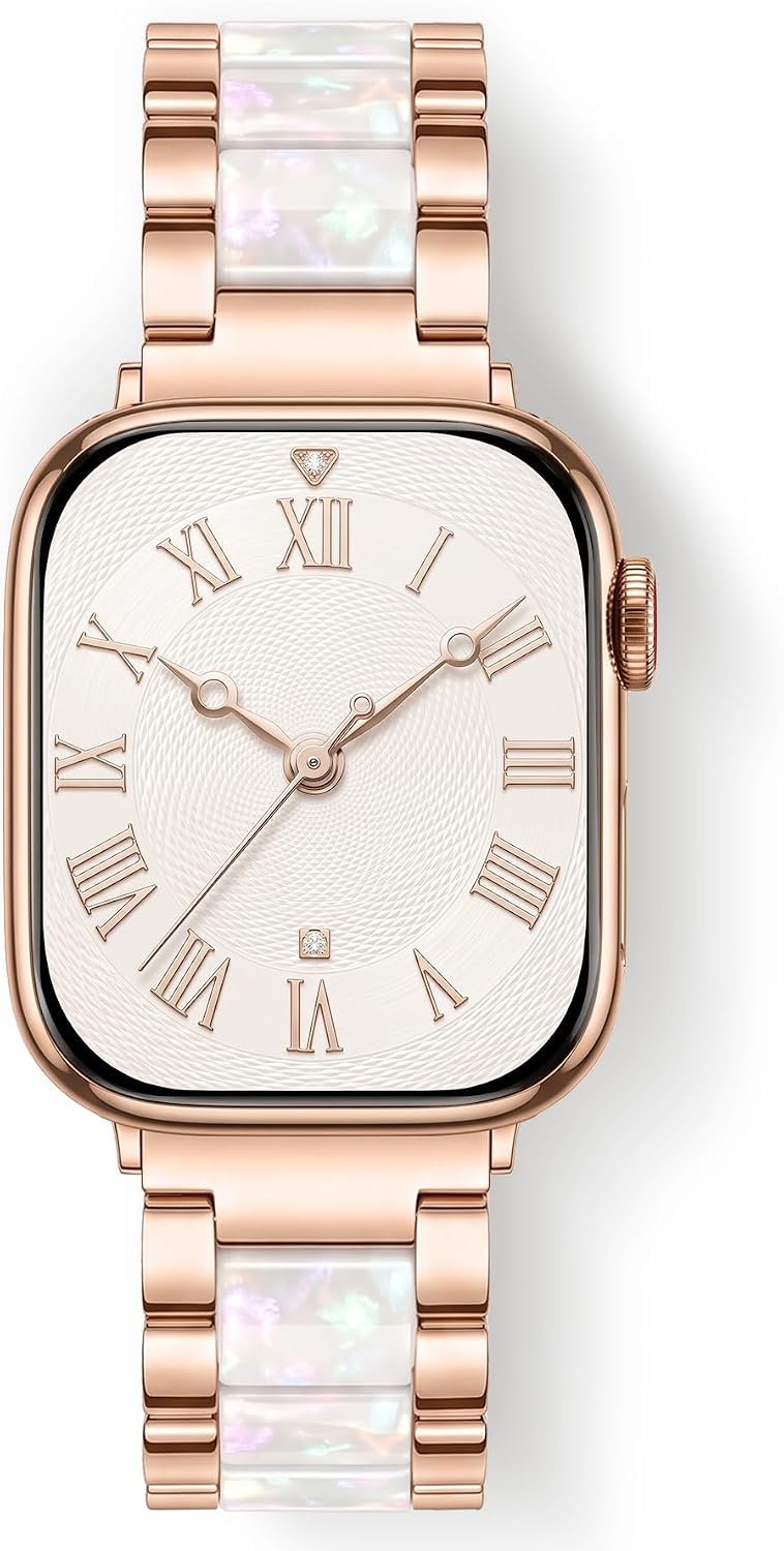 JR.DM Rose Gold Resin Band for Women, Apple Watch 38/40/41/42mm (S10/11/12)