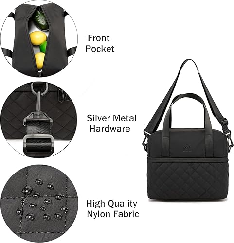 Miniatura 3 de NOL Natural Organic Lifestyle Bolsa de almuerzo reutilizable para mujer, a prueba de fugas, con aislamiento medio, de nailon, con correa desmontable