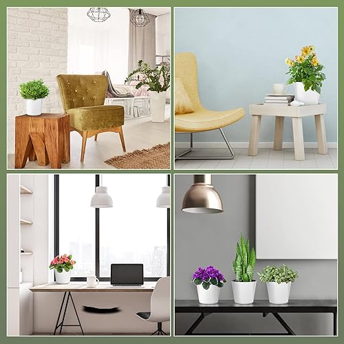 Miniatura 5 de Macetas de riego automático para plantas de interior y exterior, maceta de 7 pulgadas con indicador de nivel de agua, color blanco, paquete de 6