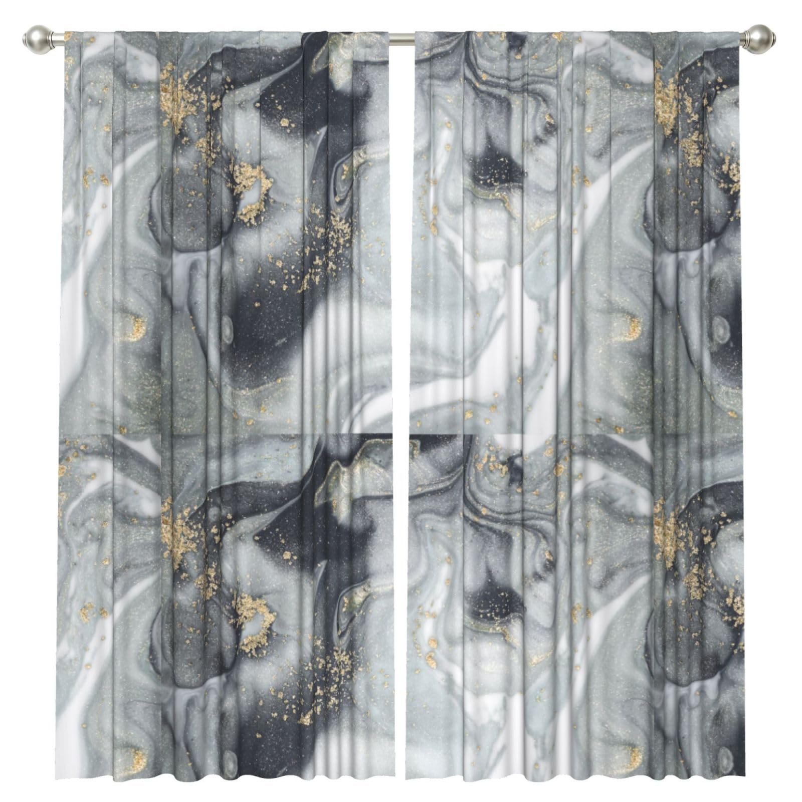 InOmak Gray Marble Abstract Splash Pastel, 2 Panels Window Curtains 52 x 84 Inch Blackout Curtains for Living Room Bedroom