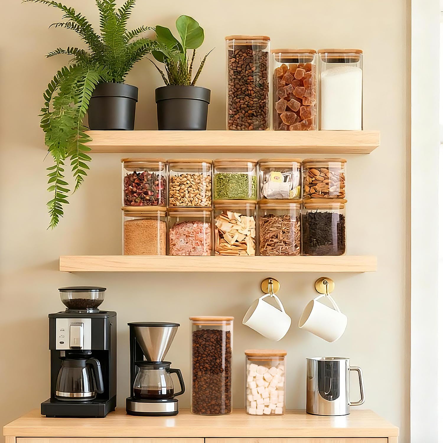 ComSaf Bocal en Verre Avec Couvercle, Pot en Verre Avec Couvercle, 600-1000 ml, Lot de 12 Pièces, Convient Pour Noix de Cajou, Gros Sel, Amandes