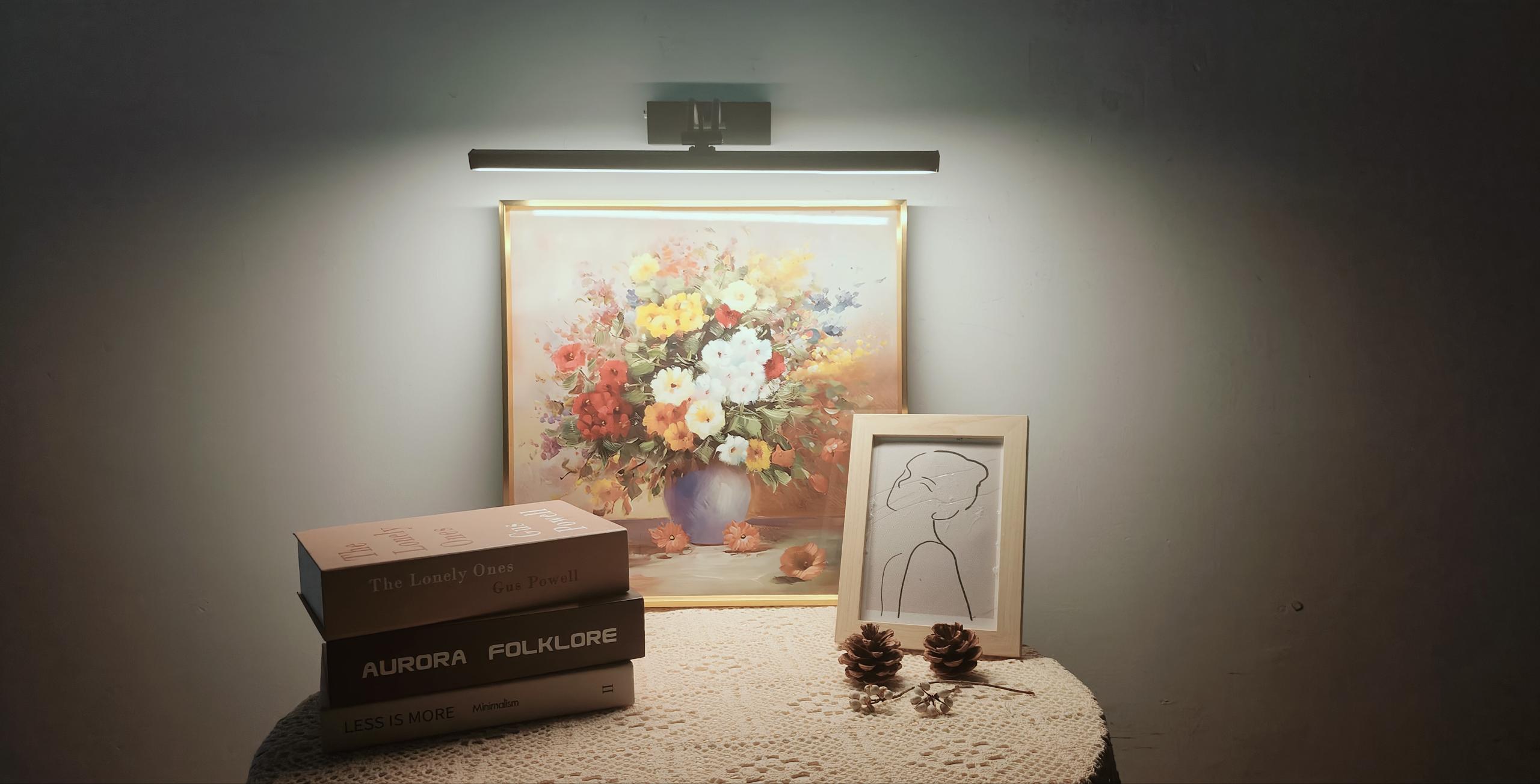Image of 4 Pack Picture Lights for Wall, 23in Art Lighting for Paintings Cordless, 6400mAh Rechargeable Battery Operated Picture Light with Remote Dimmable and Timer for Artwork, Gallery, Display, Gold