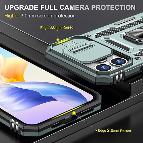 Miniatura 3 de SEFING Funda de teléfono para iPhone 13 Pro Max, funda para iPhone 13 Pro Max con cubierta deslizante para cámara, con soporte para anillo de dedo,