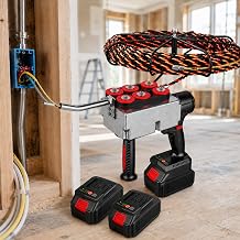 Electric Cable Puller, Cordless Cable Puller, 40 Meters/Minute Automatic Cable Puller, Suitable for Concealed Conduit, in-Wall Wiring, Electrical and Decorative Engineering dualbattery