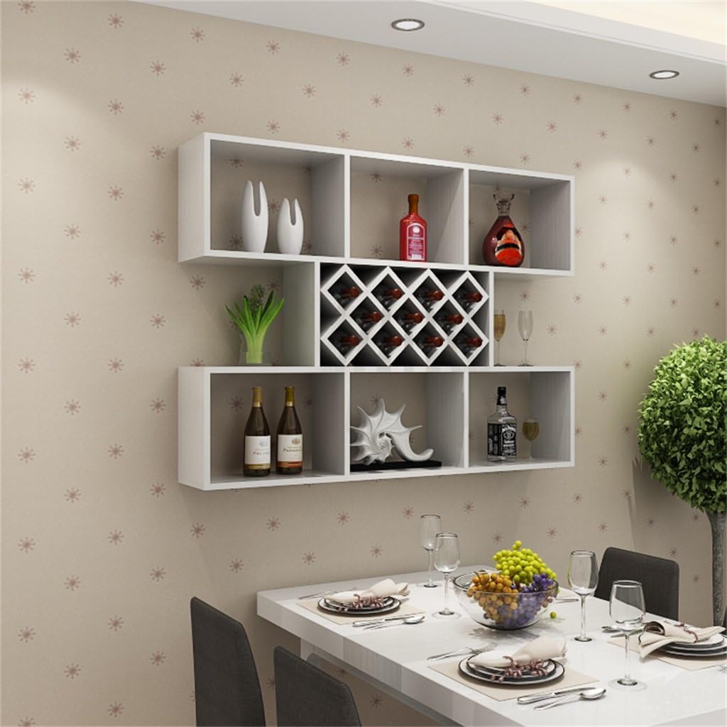 Modern Wall Mounted Wine Cabinet with Shelves and Wine Rack for Kitchen Restaurant Living Room, Wall Cabinets with Doors and Shelves, Kitchen Wall Cabinet Storage Organizer, Wall Mount Cabinets for K