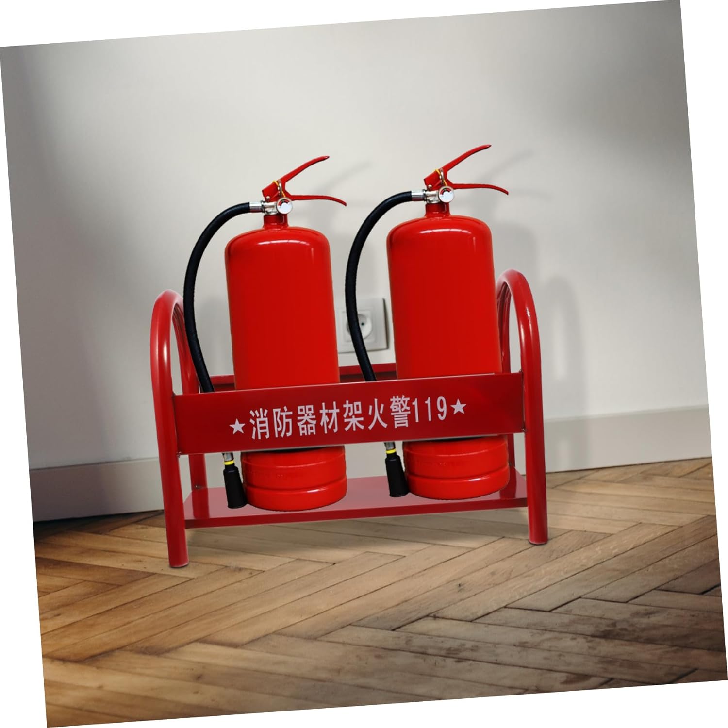 Heavy Duty Metal Fire Extinguisher Storage Holder Rack Fire Extinguisher Shelf Stand for Home Office Secure Compact Design