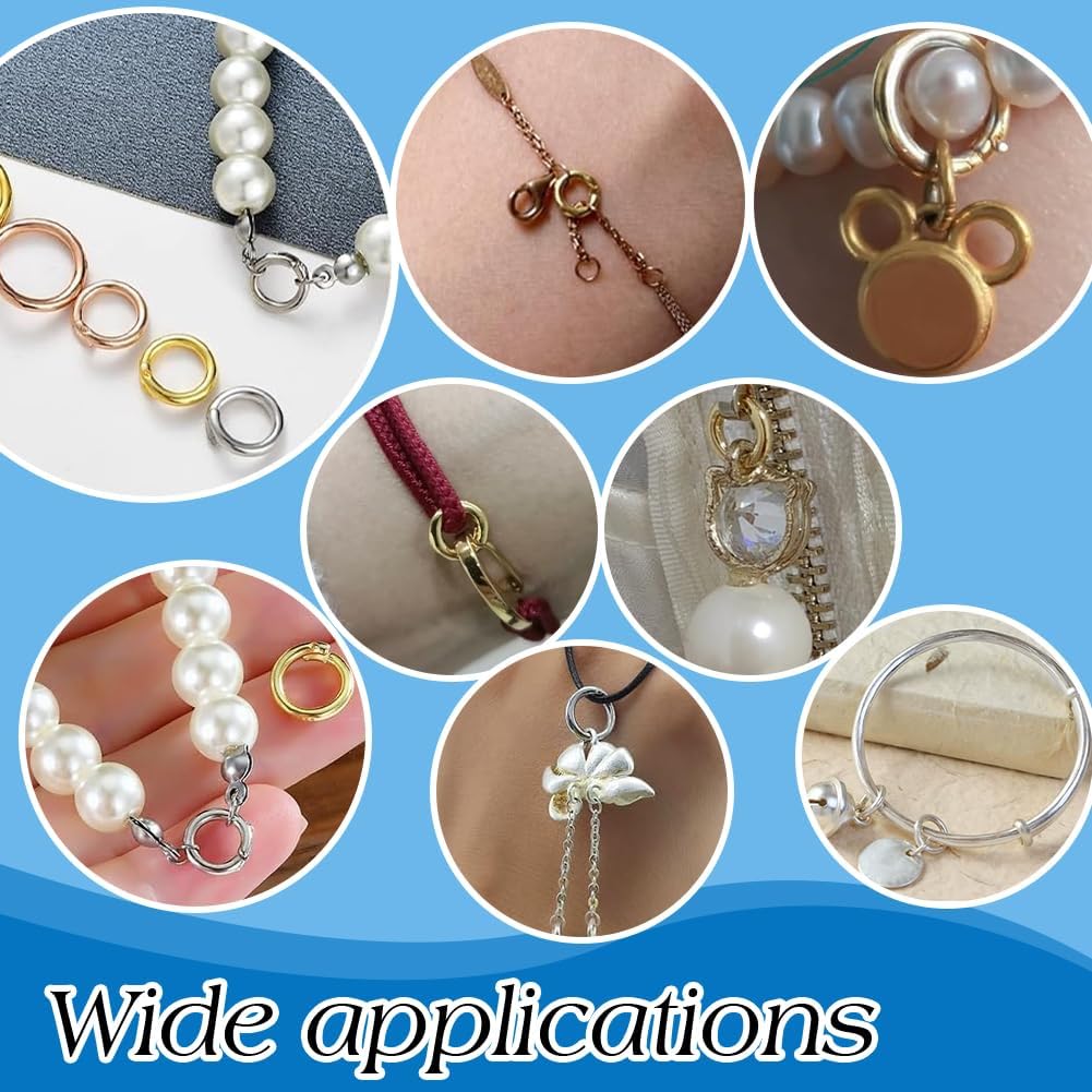 PH PandaHall 40pcs 5 Sizes Locking Jump Rings, Brass Locking Rings Golden Tone Jewelry Connectors Findings for DIY Crafts Bracelet Necklace Earring Jewelry Making, 5.5/7.5/10/12/14mm - Image 5