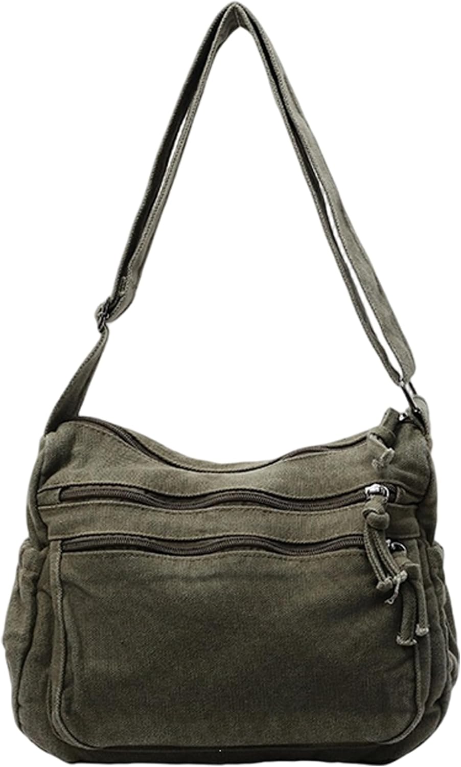 Canvas Crossbody Bags For Women, Multi-pocket Handbag (White)