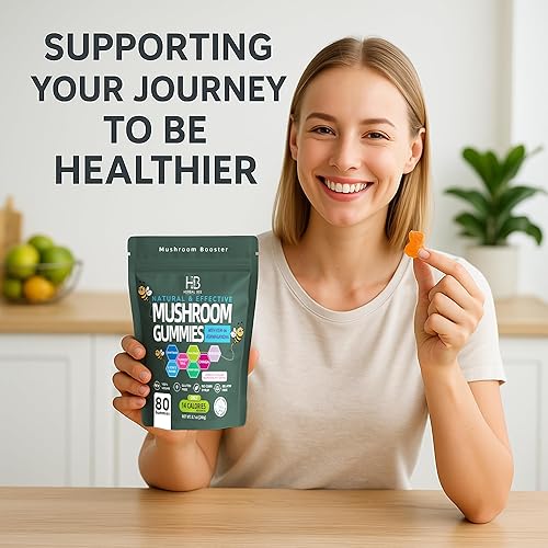 Miniatura 4 de Gomitas orgánicas de hongos de melena de Ashwagandha y leones - Reishi, Cordyceps, cola de pavo, Maitake, Shitake y Chaga, apoyo y defensa