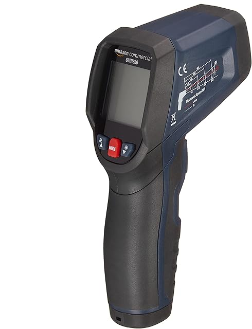 AmazonCommercial Heavy Duty Infrared Thermometer with circle laser, Double mould, Type K Probe, Adjustable Emmissivity