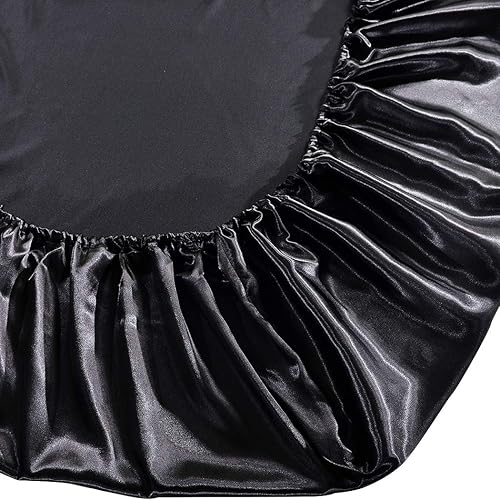 Miniatura 5 de Thmyo Juego de ropa de cama de satén de 3 piezas, sábana bajera ajustable de satén con fundas de almohada, suave, cómoda, hipoalergénica y