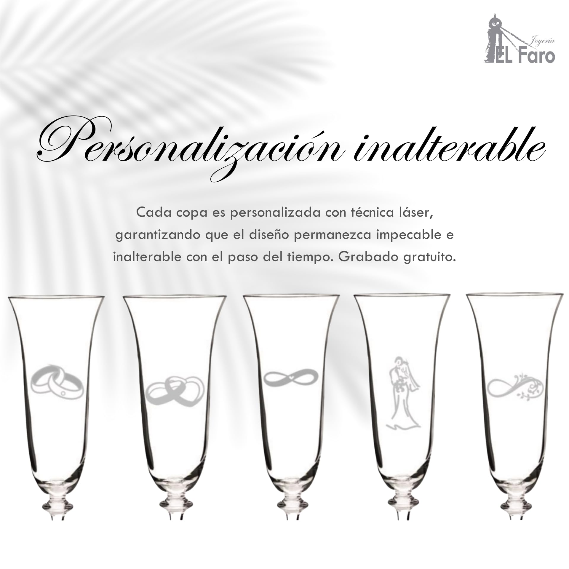 JOYERIA EL FARO | Copas grabadas para novios | Copas personalizadas para bodas | Cristal de Bohemia de alta resistencia | Estuche premium incluido | Brinda y celebra el amor