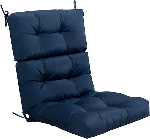 Miniatura 5 de Tangkula Cojín para silla de respaldo alto de patio, cojines de asiento copetudos con lazos de cuerda antideslizantes, cojines de repuesto para uso