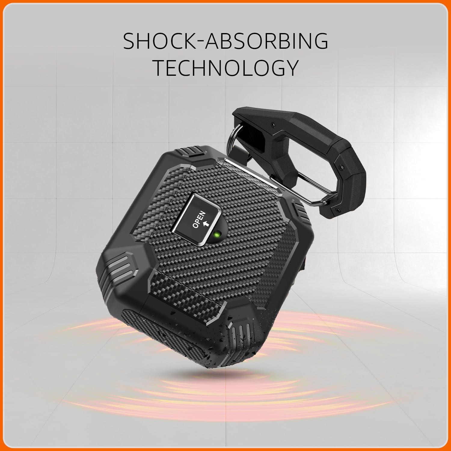 Amazon Basics Deluxe Shock-Absorbing Protective Case with Keychain for AirPods 3 | Visible Front LED | Sleek Design (Black) 4