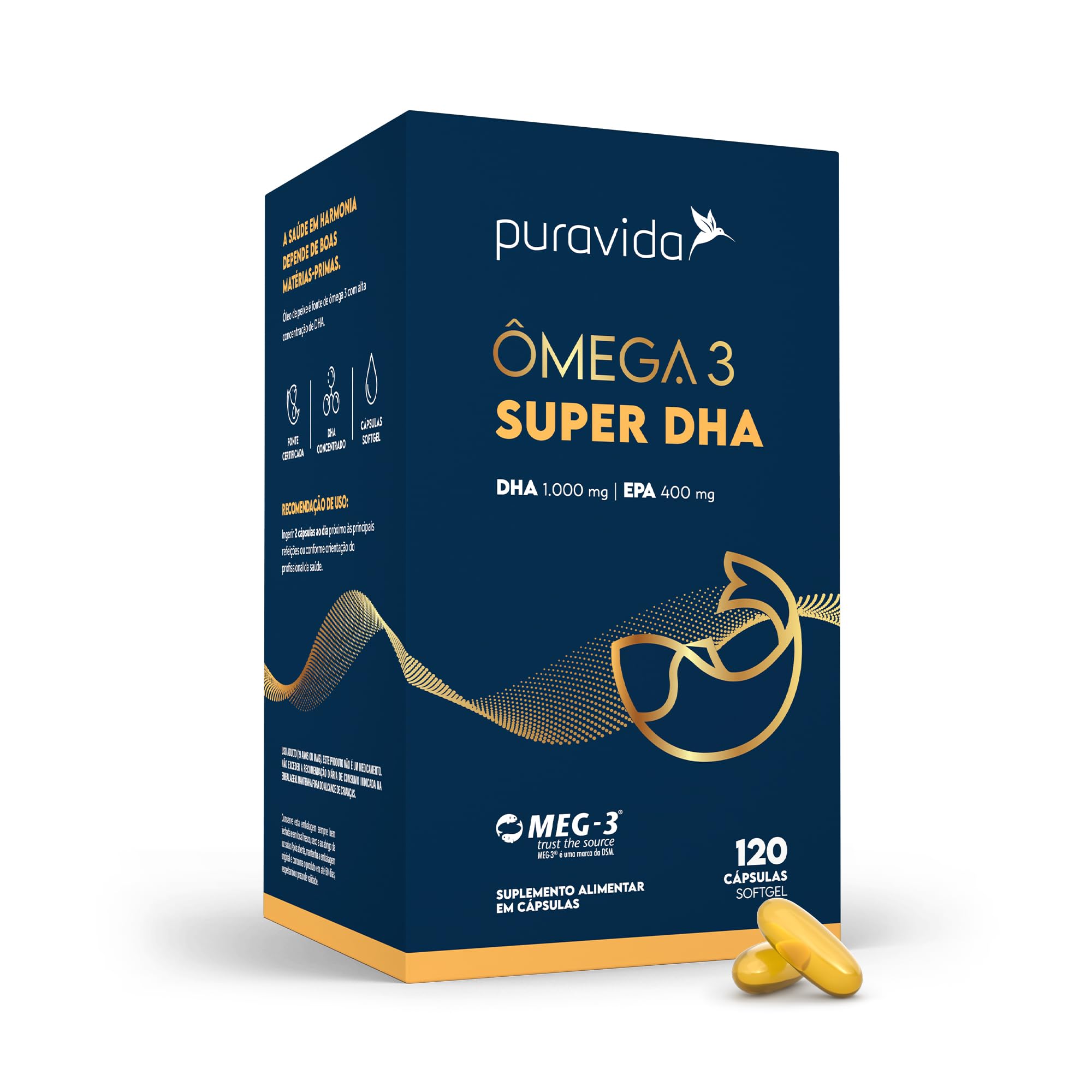 Puravida Ômega 3 Super DHA MEG-3® 120 Cápsulas