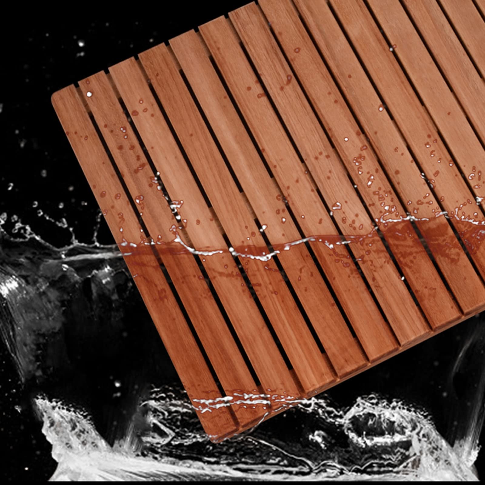 Alfombrilla de ducha de bambú de madera natural para baño, alfombrilla de bambú de lujo, tamaño personalizable, 85 x 100 cm