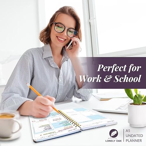 Miniatura 6 de Agenda diaria sin fecha, cuaderno de lista de tareas, cuaderno organizador de citas en espiral para hombres y mujeres, elegante cuaderno diario para